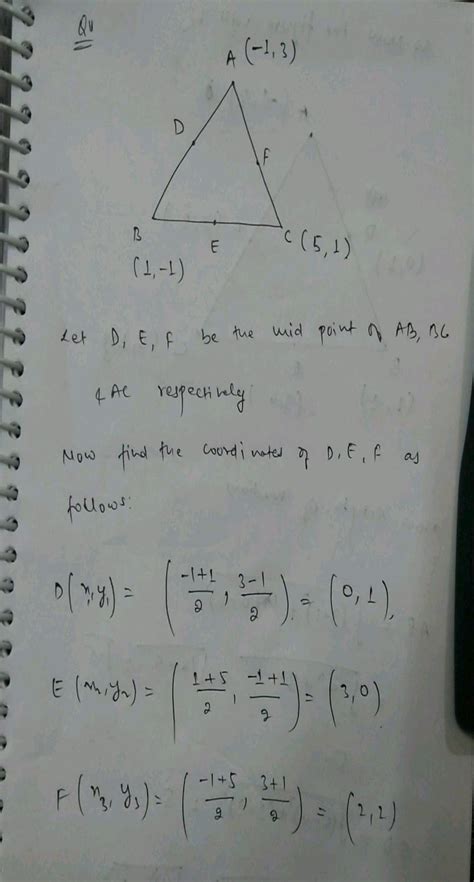 Find the equation of the medians of ABC whose vertices are A( - 1,2),B ...