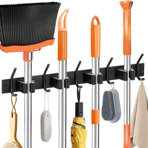 Amazon.com: OCGIG 2 Pack Mop and Broom Holder, Wall Mounted Metal ...