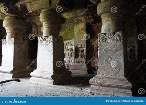 Architecture of Ellora Caves in Aurangabad, India Stock Image - Image of indian, grass: 256393699