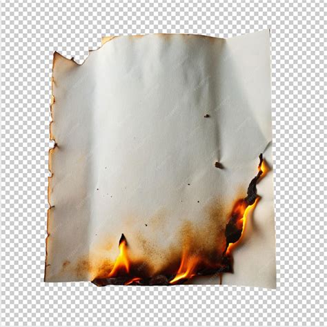 Psd of a burn paper page edge with fire effect on transparent ...