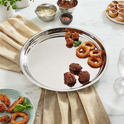 Round Stainless Steel Serving Tray | Dunelm