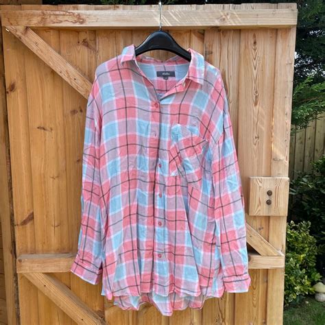 Pink and Blue Checked Long Sleeved Shirt!! 🩷🩵... - Depop