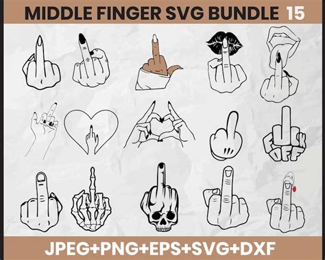 Middle Finger Svg Bundle, Middle Finger Cut File,middle Finger Clipart ...