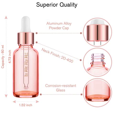 Buy PrettyCare Glass Dropper bottle 2 oz (12 Pack Rose Eye Dropper ...