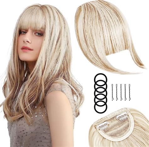 Pwsap Clip in Bangs Hair Extensions, Full Neat Bangs Fringe, Curly ...