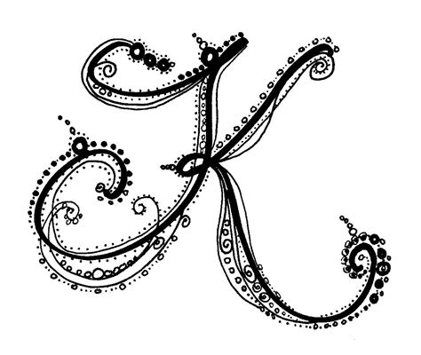 set of art calligraphy letter K with flourish of vintage decorative ...