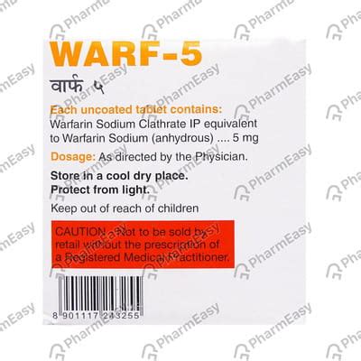 Buy Warf 5 MG Tablet (10) Online at Flat 15% OFF | PharmEasy