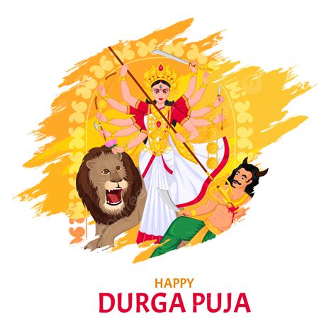Goddess Durga Killing Mahishasura Happy Navratri And Puja Festival ...