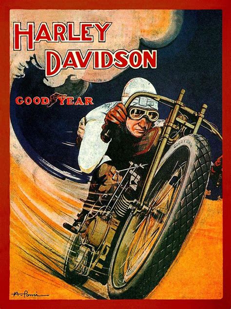 Magnet 1920s Harley Davidson Motorcyle Vintage Style Goodyear Racing ...