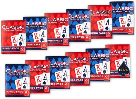 Amazon.com: Classic Playing Cards 12 Pack, Jumbo Index, Red and Blue Casino Quality Decks, Bulk ...