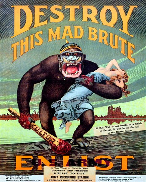 POSTER DESTROY THIS MAD BRUTE WAR GORILLA ENLIST US ARMY VINTAGE REPRO ...