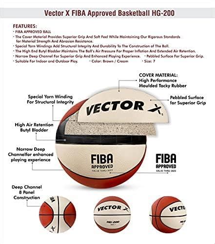 VECTOR X HG-200 FIBA Approved Basketball Size 7 with Free Air Needle ...