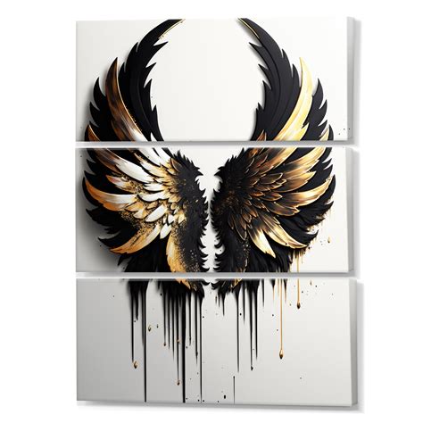 Everly Quinn Black Silver And Gold Angel Wings III - Wings Angel Canvas Wall Art Set - Wayfair ...