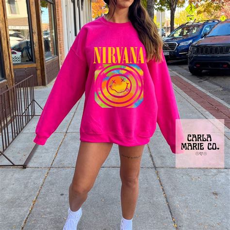 Heliconia Pink Color Nirvana Sweatshirt Preppy Sweatshirt - Etsy