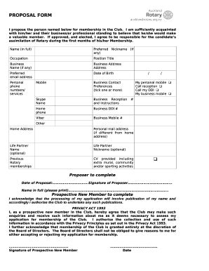 Fillable Online RCA New Member Proposal Form - Net Fax Email Print ...