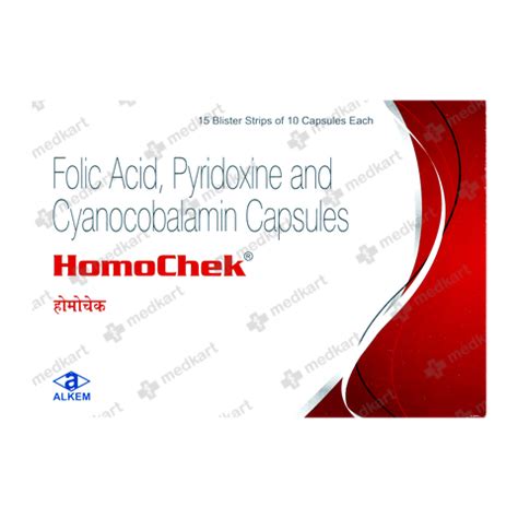 HOMOCHEK CAPSULE 10'S : View Price, Combination and Alternatives | Medkart
