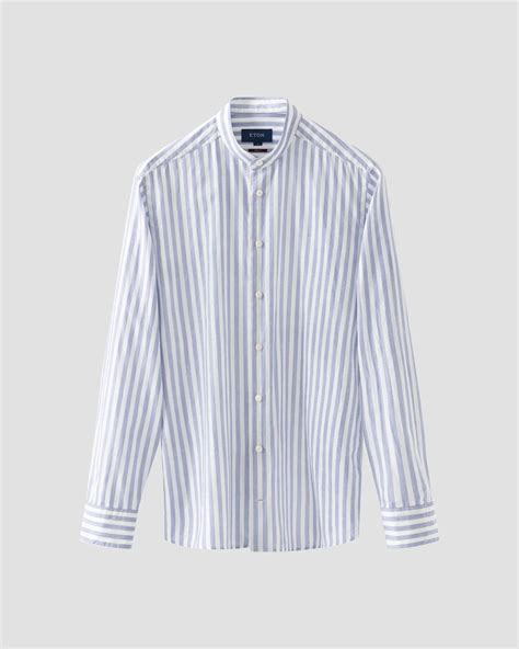 Dark blue Soft Twill Band Collar Shirt - Eton
