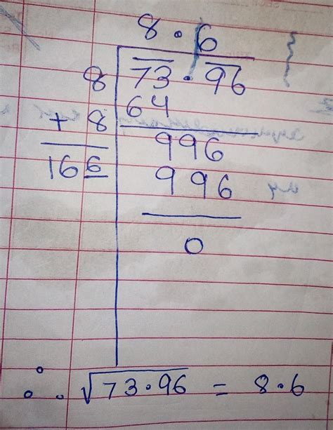 find the square root of 73.96 by using division method - Brainly.in