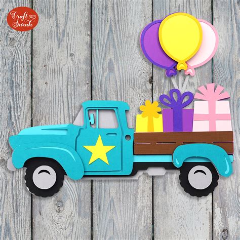 Free SVG! 🎈 Make a Retro Truck Cricut Birthday Project - Craft with Sarah