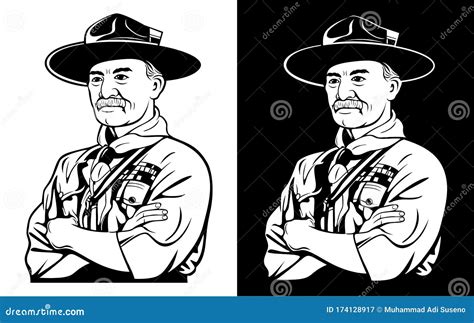 High Quality Robert Stephenson Smyth Baden Powell Vector Line Art Black ...