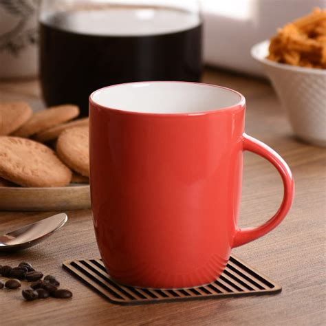 Buy Clay Craft Fine Ceramic Solid Coloured Milk Mugs - 340 ml Each (Red ...