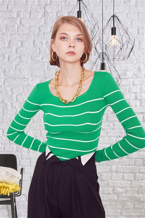 Yeşil Kare Yaka Triko Bluz - huhu | ElbiseBul