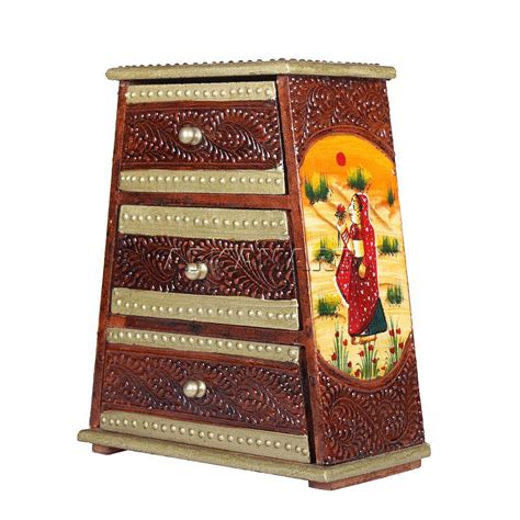 Buy Pyramid Brown 3 Drawer Jewelry Box 9 Inch Online| Best Prices