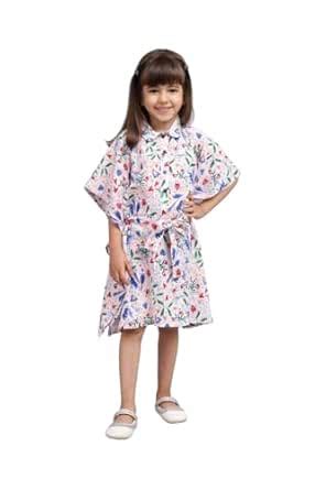 Buy NATURE NOOK KIDS Digital Printed Multicolour Kaftan Pink Dress for ...
