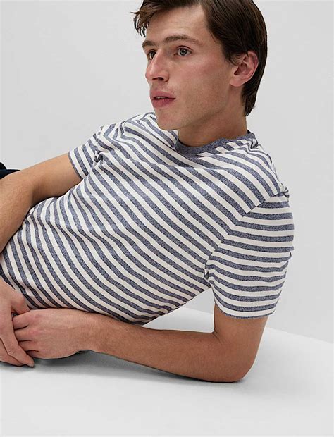 Buy Pure Cotton Striped T-Shirt at Marks & Spencer
