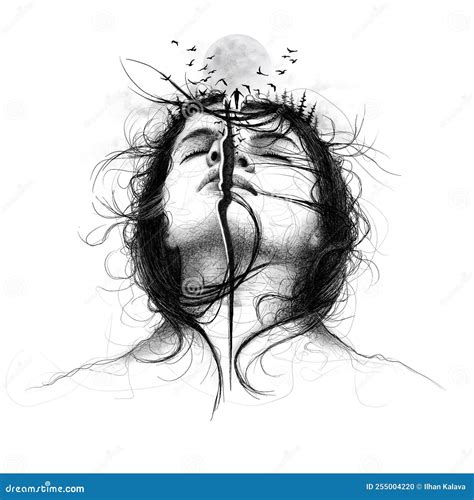 Sad Girl Digital Illustration, Hand Drawn Sketch Stock Illustration - Illustration of girl ...