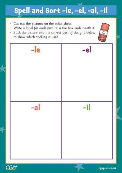 Words Ending in -le, -el, -al and -il (Year 2) | CGP Plus