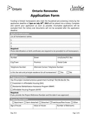 Fillable Online Ontario Renovates Application Form - Leeds Grenville ...
