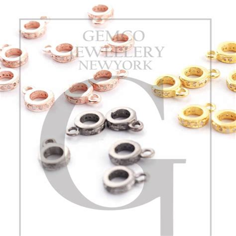 5 Pcs Pave Rosecut Pave Diamond Clasp Ring,Handmade Diamond Clasp Ring ...