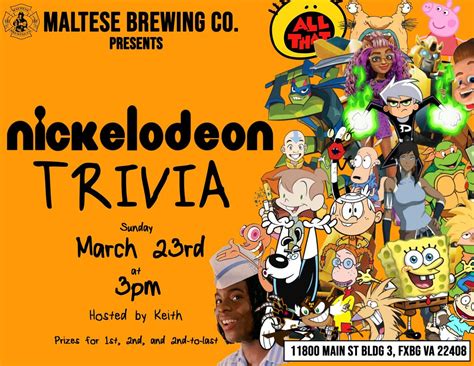 Nickelodeon Trivia @ Maltese Brewing Co. , 11800 Main Street Building ...