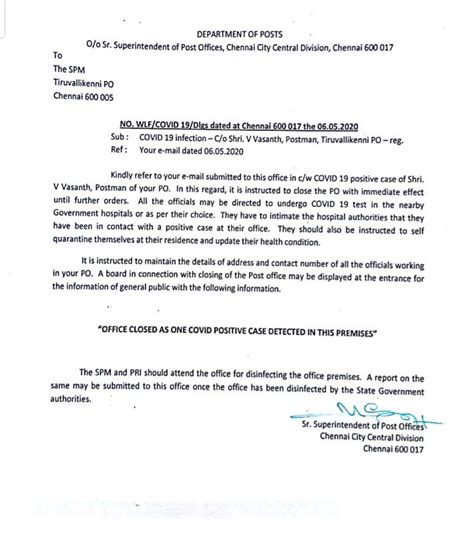 Office Closed as one COVID Positive Case detected in the Premises at ...