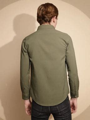 Olive Solid cotton Shirt