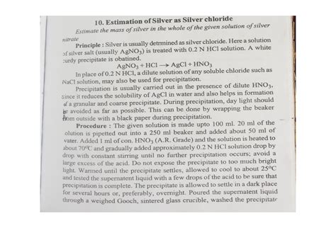 Estimation of silver as silver chloride, Estimation - Organic Chemistry ...