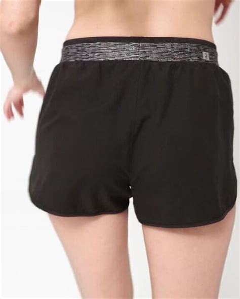 Women Gym Shorts Loose Fit - Black/Mottled Grey