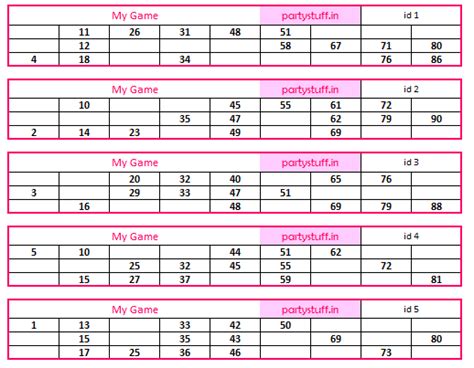 Free Tambola Tickets & Resources | Kitty Party Games, Theme Tambola ...