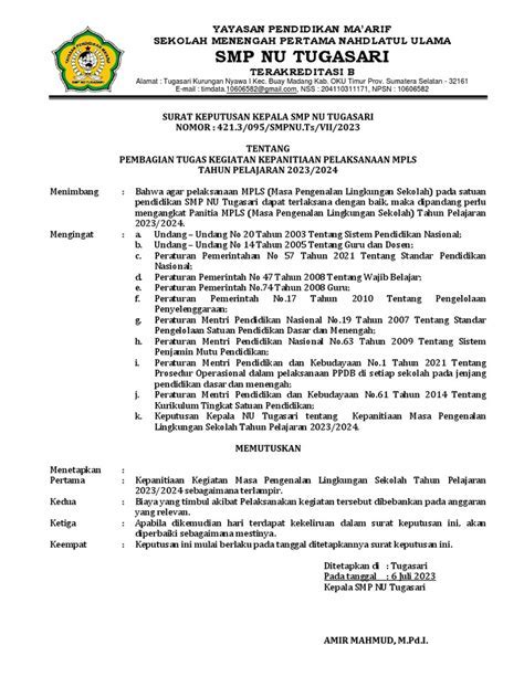 contoh sk mpls smp tahun 2020 Android IOS V- 9.58