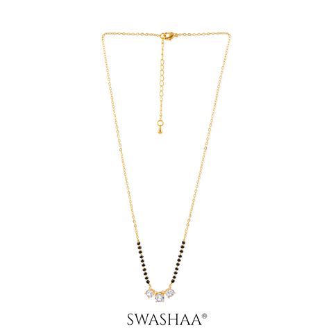 Esha Solitaire 14K Gold Plated Mangalsutra – Swashaa