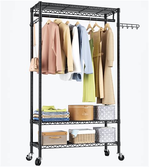 Amazon.com: Serxis Rolling Portable Garment Rack,Freestanding Clothes ...