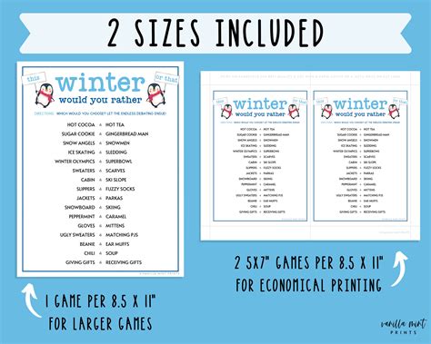 Winter Would You Rather Game | Fun This or That Printable Winter Games ...
