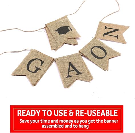 Buy Borogo Burlap Happy Graduation Banner | Rustic Vintage Graduation ...