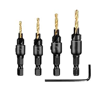 KLYSO 4/5PCS Conical Drill Bit Countersink Drill Woodworking Drilling ...
