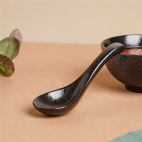 Onyx Finish Stoneware Soup Spoon Black Online - Premium Soup Spoon ...