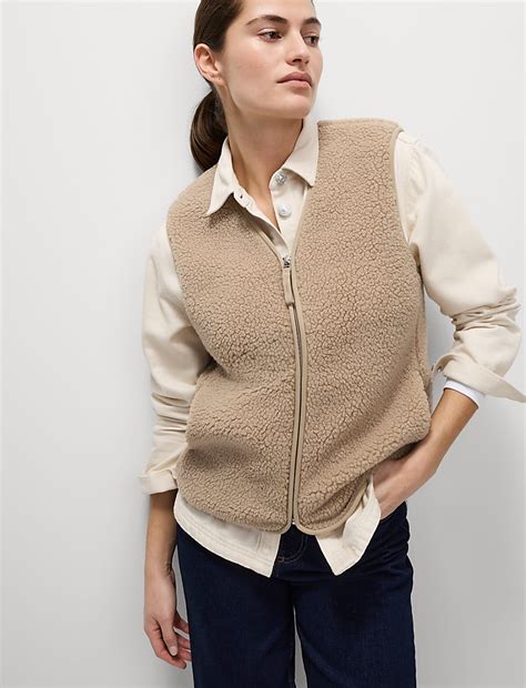 Buy Borg Lightweight Collarless Gilet at Marks & Spencer