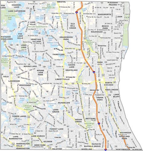 Lake County Map, Illinois - US County Maps