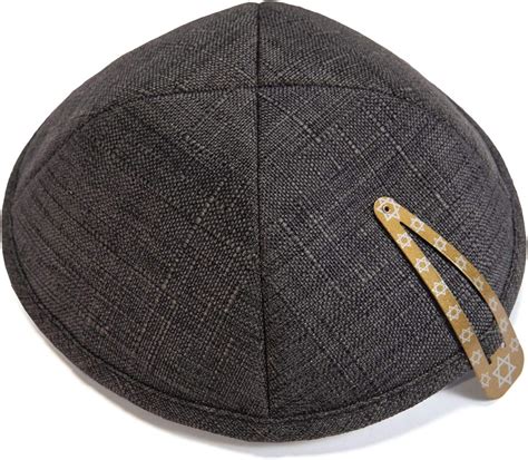 Elegant Linen Dark Grey Kippah Yarmulke Jewish Yamaka Kippa Israel Cap ...