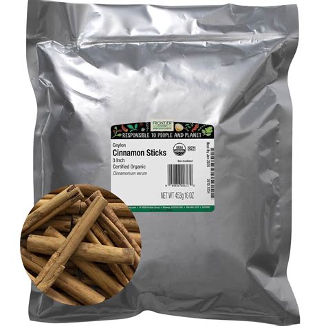 Frontier Bulk Cinnamon Sticks Ceylon Soft 3Long - Certified Organic - 1 ...
